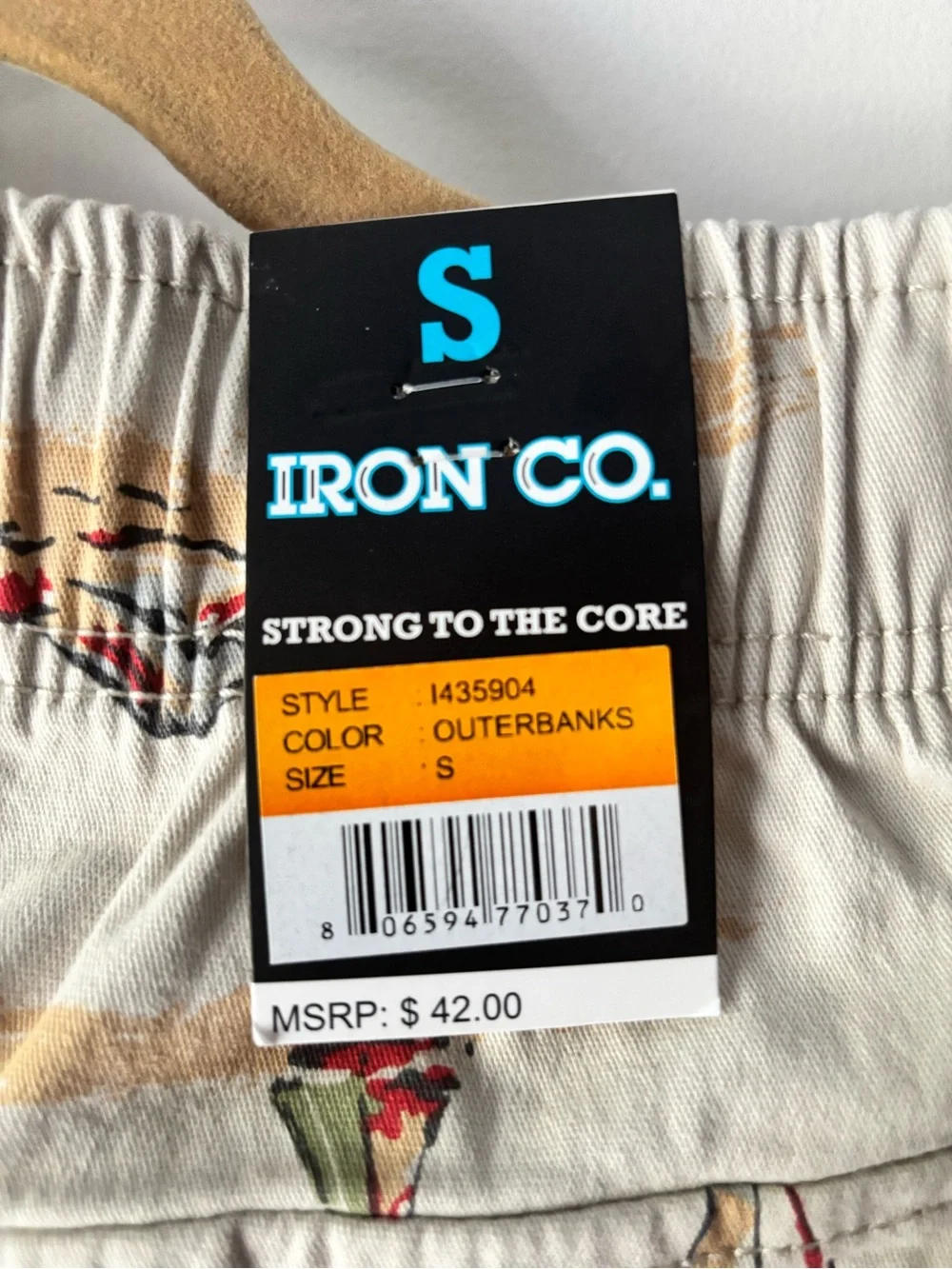 NWT Iron Co.Men's Beige Outerbank Island Print Shorts Swim Trunks  Size S